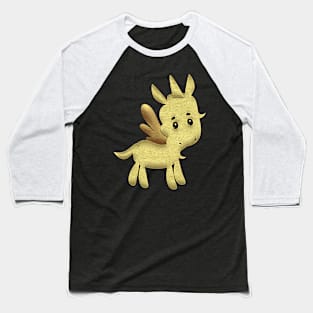 Gold Cute Unicorn Wings Baseball T-Shirt